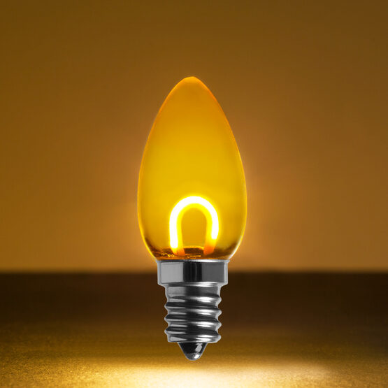 C7 Shatterproof FlexFilament Vintage LED Light Bulb, Gold - Yard Envy