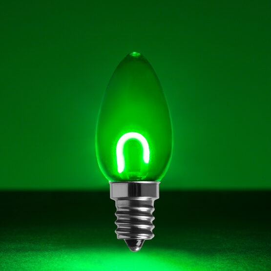 C7 Shatterproof FlexFilament Vintage LED Light Bulb, Green, E12 Base