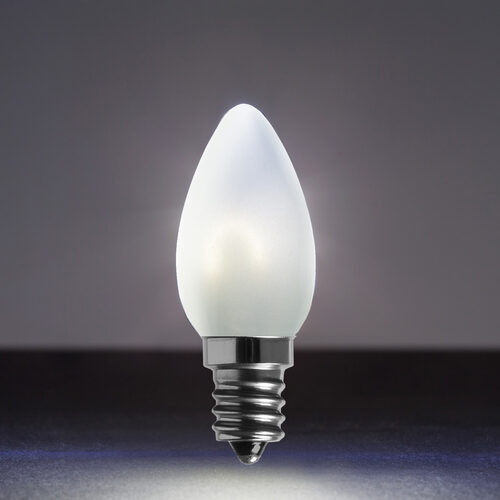 C7 FlexFilament Vintage LED Light Bulbs, Cool White, Satin Glass, E12 Base