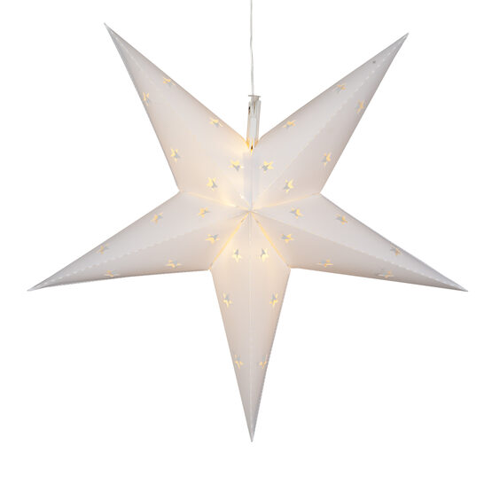 18" White Aurora Superstar TM 5 Point Star Lantern, Fold-Flat, LED Lights 