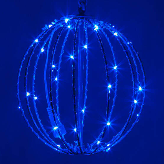 8" Fairy Light Ball, Fold Flat Blue Frame, Blue LED