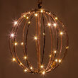 8" Fairy Light Ball, Fold Flat Brown Frame, Warm White LED