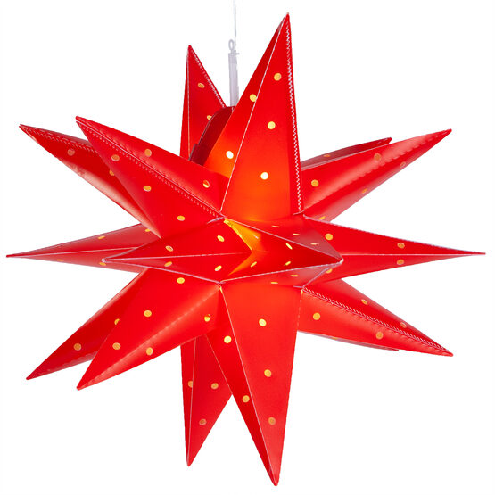 17" Red Aurora Superstar TM Folding Star Lantern, Fold-Flat, LED Lights 