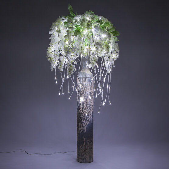 48" White Falling Willow LED Lighted Branches, Cool White Lights, 1 pc