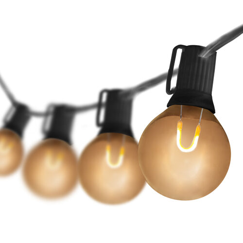 10' Patio String Light Set, 10 Warm White G50 FlexFilament TM LED Shatterproof Bulbs, Black Wire
