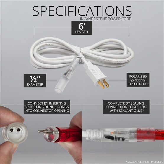 2-Wire 13MM Incandescent Power Cord with Power Connector And Plug