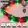 9' Garland Lights, 300 Red/Green Lamps, Green Wire