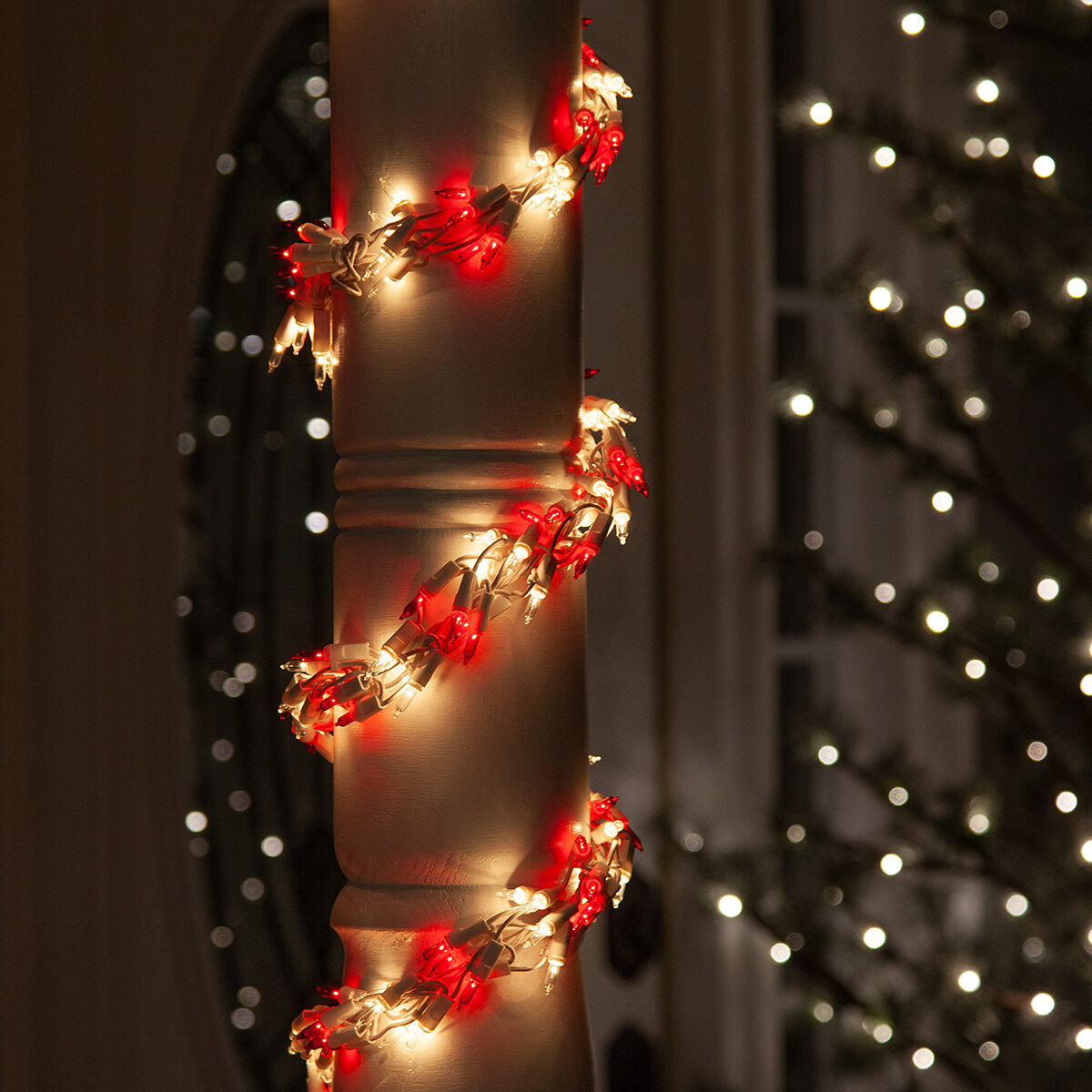 red and white christmas lights white wire