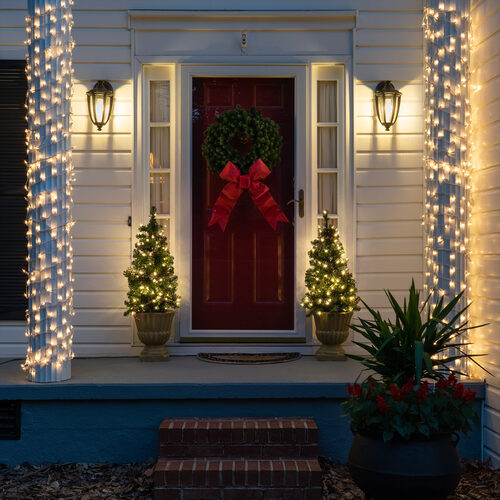 Column Wrap Lights, 6" x 15', Clear, White Wire
