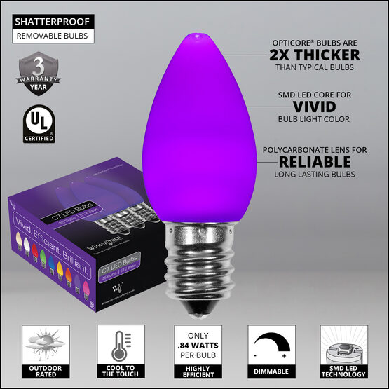 Smooth OptiCore C7 Commercial LED String Lights, Purple, 50 Lights, 50'
