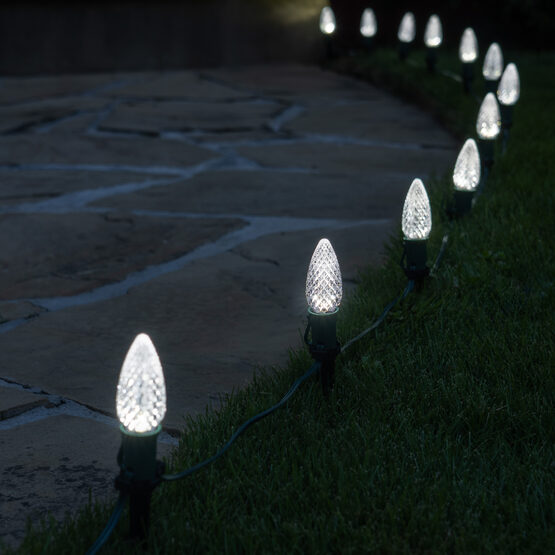 OptiCore C9 LED Walkway Lights, Cool White, 4.5" Stakes, 25'