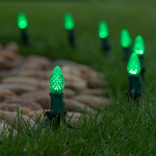 OptiCore C7 LED Walkway Lights, Green, 25', 5" PathPRO Stakes
