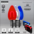 FlexFilament C7 Shatterproof LED Walkway Lights, Red / White / Blue, 4.5" Stakes, 15'