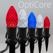 OptiCore C7 LED Walkway Lights, Red / White / Blue, 4.5" Stakes, 75'