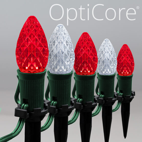 OptiCore C7 LED Walkway Lights, Cool White / Red, 4.5" Stakes, 50'