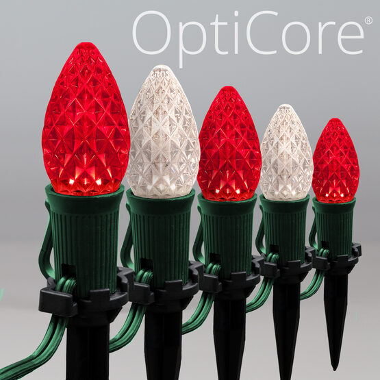 OptiCore C7 LED Walkway Lights, Red / Warm White, 4.5" Stakes, 50'