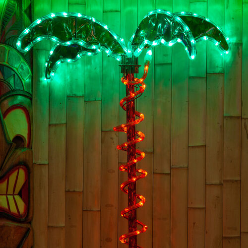 Deluxe Rope Light LED Lighted Palm Tree with Green Canopy Yard Envy