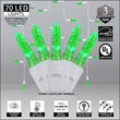 70 M5 LED Icicle Lights, Green, White Wire