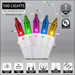 100 Icicle Lights, Multicolor, White Wire