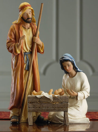 12"H Deluxe Holy Family Nativity Set, 3 Piece Set