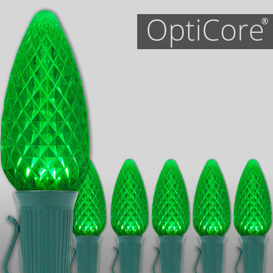 OptiCore C9 Commercial LED String Lights, Green, 25 Lights, 25'