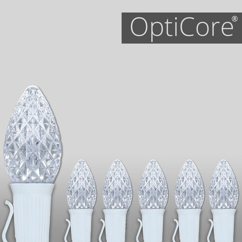 OptiCore C7 Commercial LED String Lights, Cool White, 25 Lights, 25'