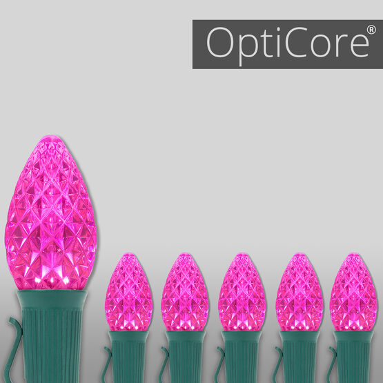 OptiCore C7 Commercial LED String Lights, Pink, 25 Lights, 25'