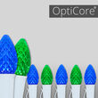 OptiCore C7 Commercial LED String Lights, Blue / Green, 50 Lights, 50'