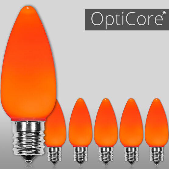 C9 Smooth OptiCore LED Light Bulbs, Amber / Orange, E17 Base