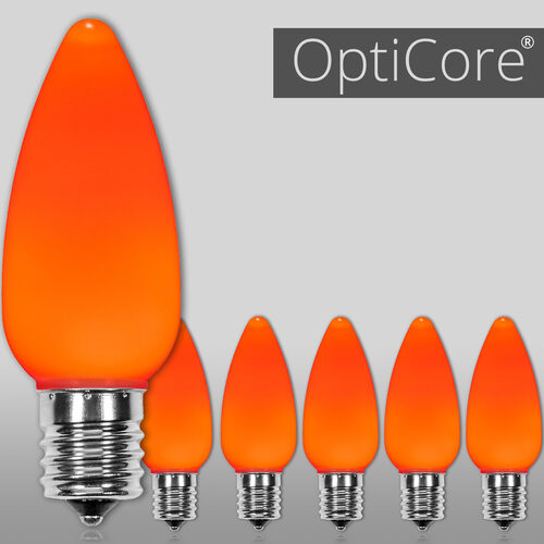 C9 Smooth OptiCore LED Light Bulbs, Amber / Orange, E17 Base