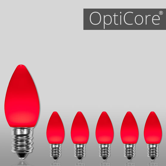 C7 Smooth OptiCore LED Light Bulbs, Red, E12 Base