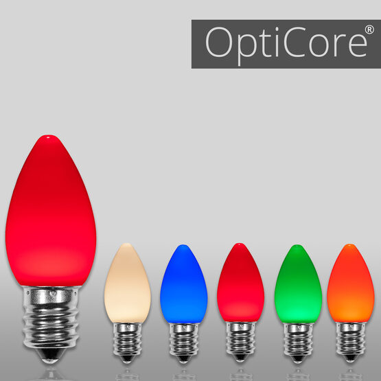 C7 Smooth OptiCore LED Light Bulbs, Multicolor, E12 Base