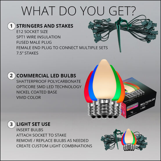 Smooth OptiCore C7 LED Walkway Lights, Multicolor, 7.5" Stakes