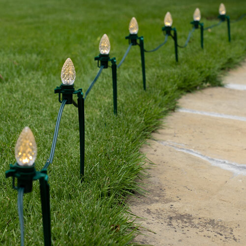 OptiCore C7 LED Walkway Lights, Warm White, 7.5" Stakes, 100'