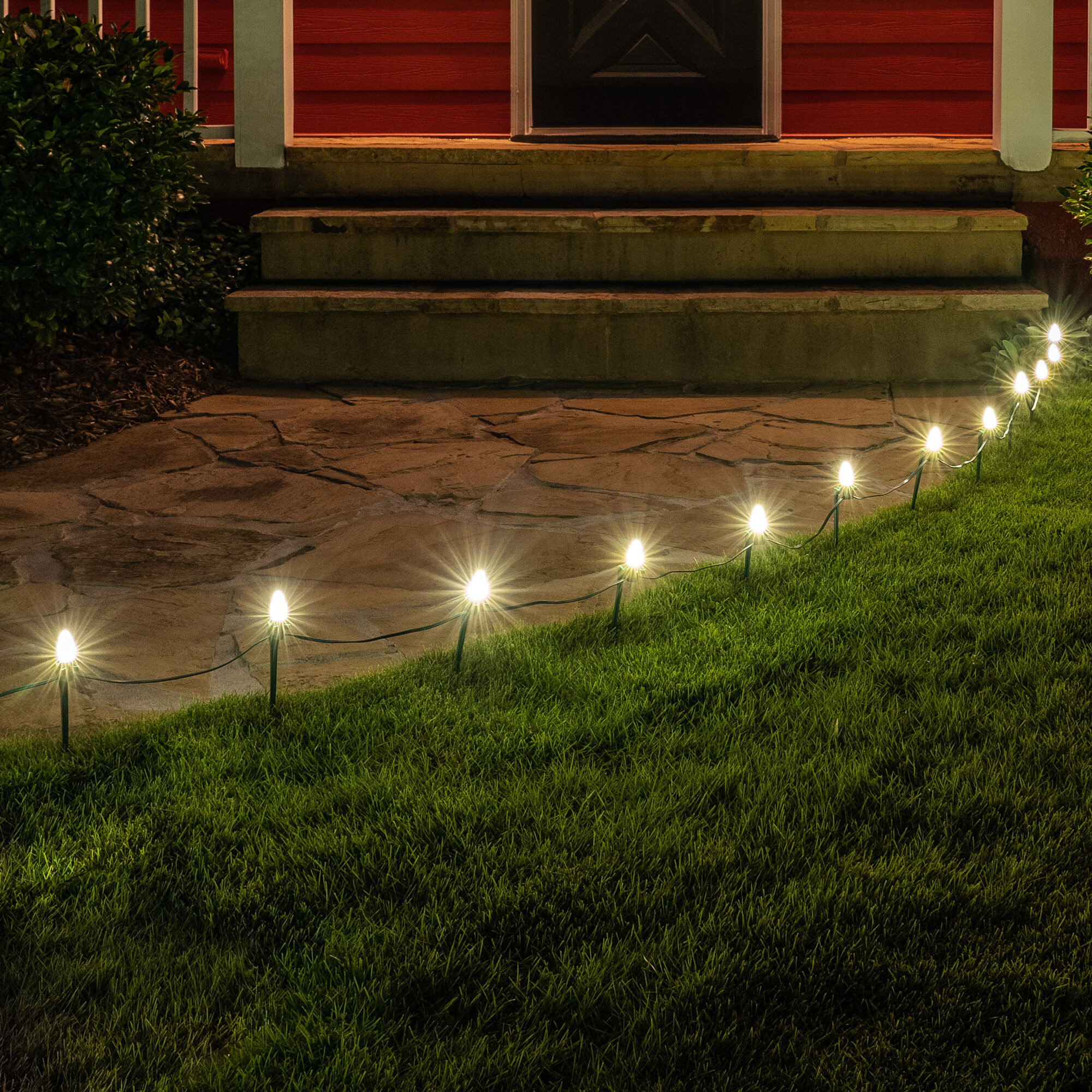 Opticore C7 Warm White Commercial LED String Lights 7.5 inch Stakes