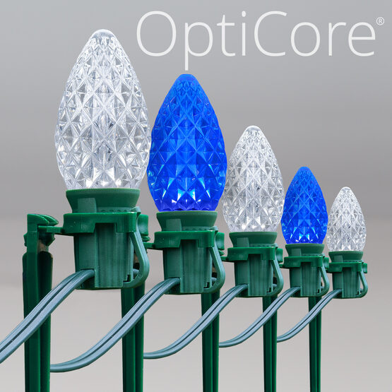 OptiCore C7 LED Walkway Lights, Blue / Cool White, 7.5" Stakes, 100'