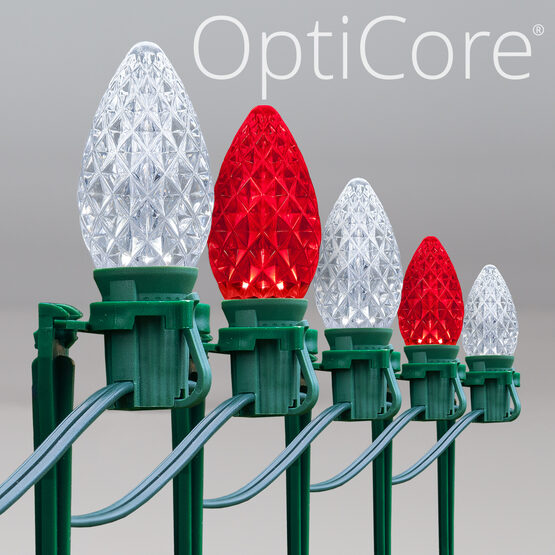 OptiCore C7 LED Walkway Lights, Cool White / Red, 7.5" Stakes, 100'