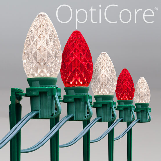 OptiCore C7 LED Walkway Lights, Red / Warm White, 7.5" Stakes, 100'