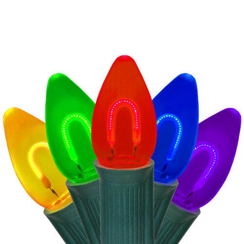 FlexFilament C7 Commercial Shatterproof Vintage LED String Lights, Multicolor, 15 Lights, 15'