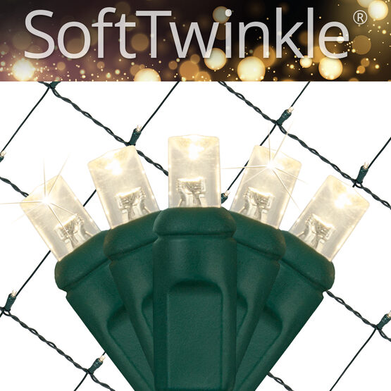4' x 6' 5mm SoftTwinkle LED Net Lights, Warm White, Green Wire