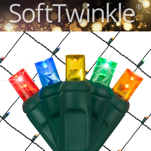 4' x 6' 5mm SoftTwinkle LED Net Lights, Multicolor, Green Wire