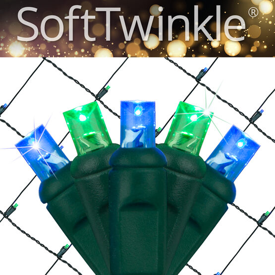 4' x 6' 5mm SoftTwinkle LED Net Lights, Blue, Green, Green Wire