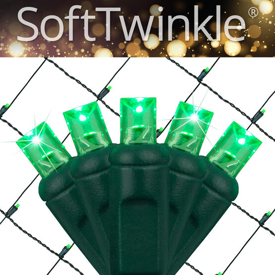4' x 6' 5mm SoftTwinkle LED Net Lights, Green, Green Wire