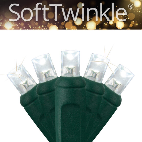 SoftTwinkle TM Wide Angle LED Mini Lights, Cool White, Green Wire