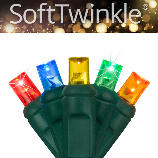 SoftTwinkle Wide Angle LED Mini Lights, Multicolor, Green Wire