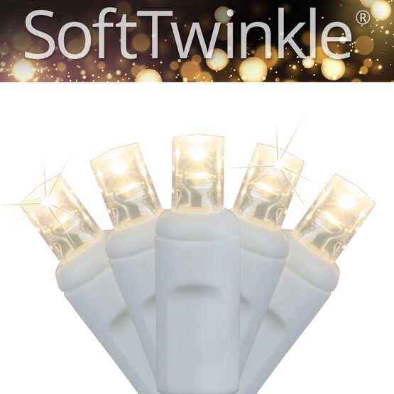 SoftTwinkle Wide Angle LED Mini Lights, Warm White, White Wire