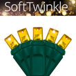 SoftTwinkle Wide Angle LED Mini Lights, Gold, Green Wire
