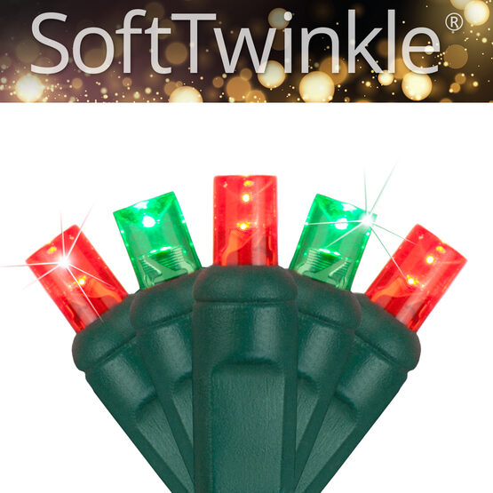 17' SoftTwinkle TM Wide Angle LED Mini Lights, Red, Green