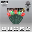 17' SoftTwinkle TM Wide Angle LED Mini Lights, Red, Green