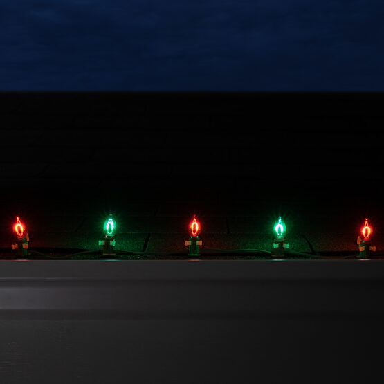 FlexFilament C7 Commercial Shatterproof Vintage LED String Lights, Green / Red, 50 Lights, 50'